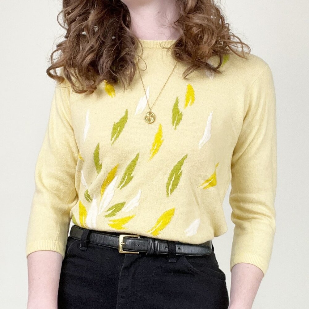 Women's Lightweight Yellow Patterned Sweater
